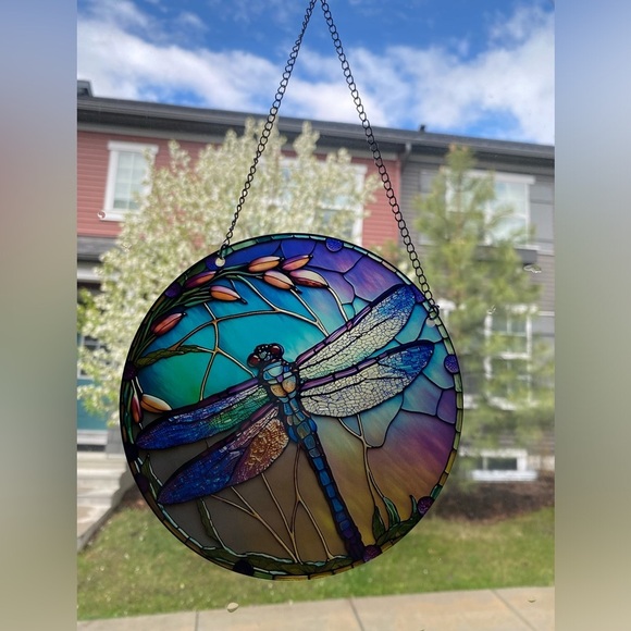 🟣2 for $25🟣 Chromatic colored dragonfly window hanging acrylic disk suncatcher - Picture 3 of 4